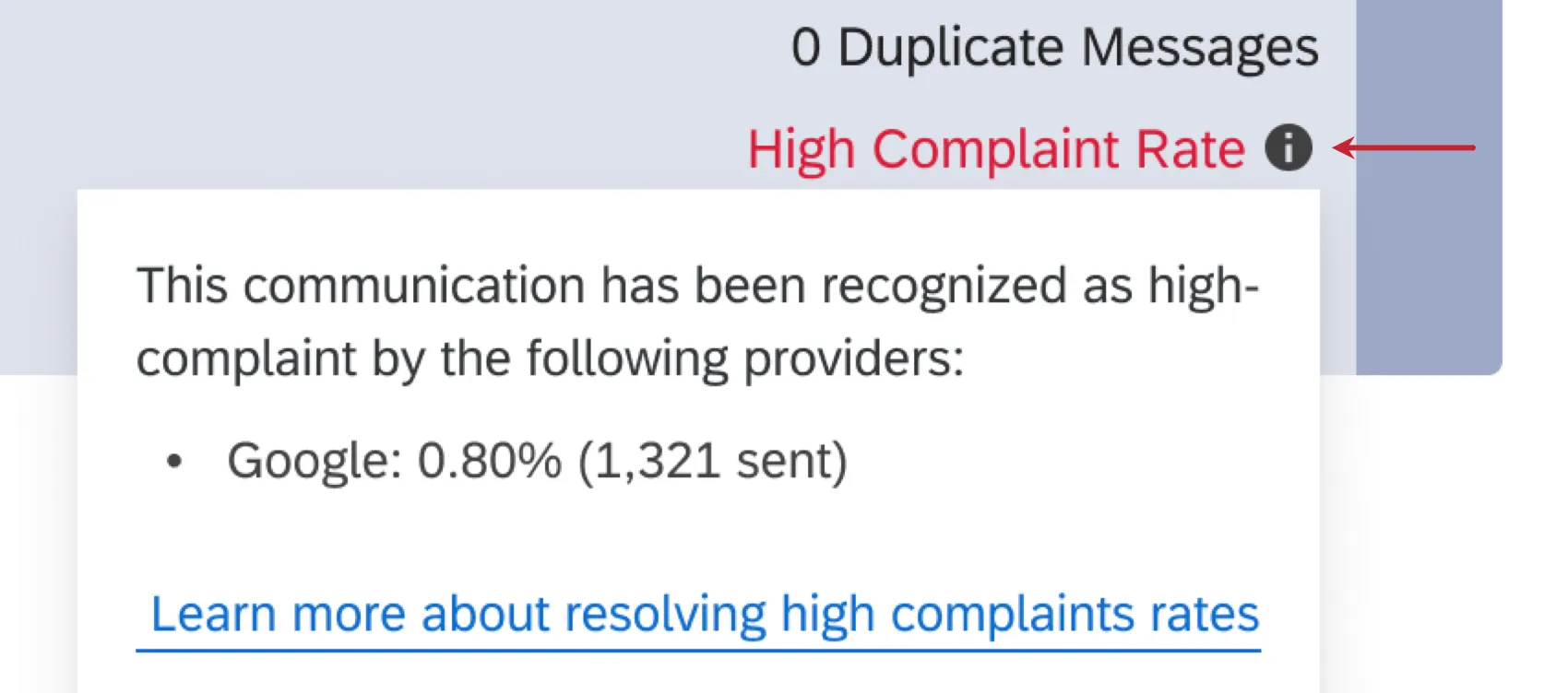 information about the complaint rate