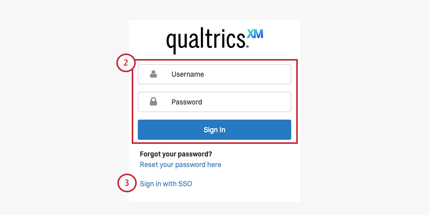 login page only has username password, forgot password, and sign in with SSO options