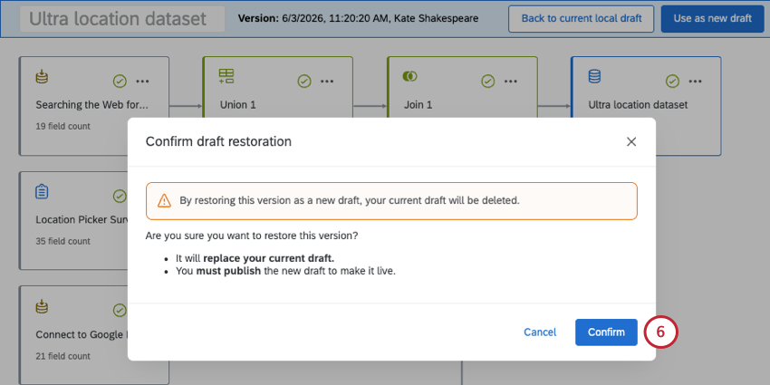 warning modal with orange