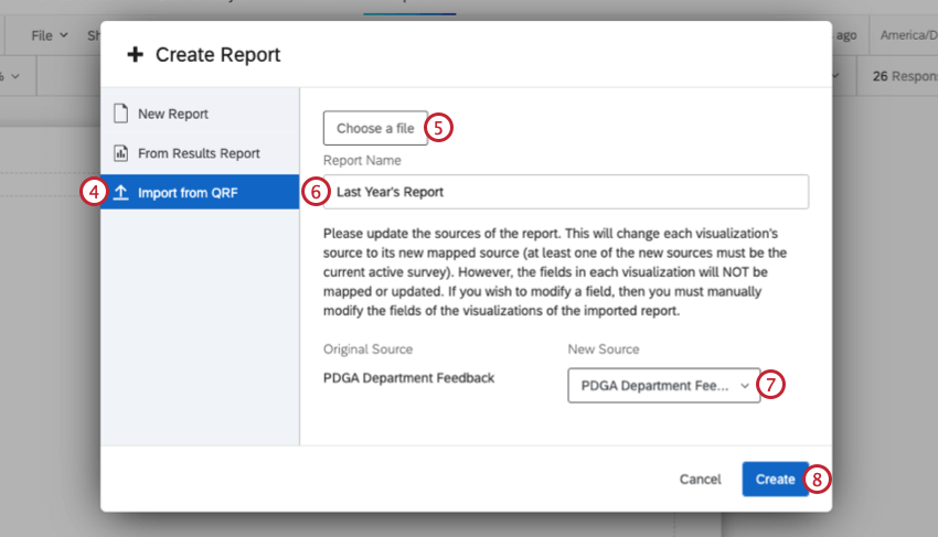 importing a QRF file. select import from QRF and select the file, give the report a name, and choose its layout settings