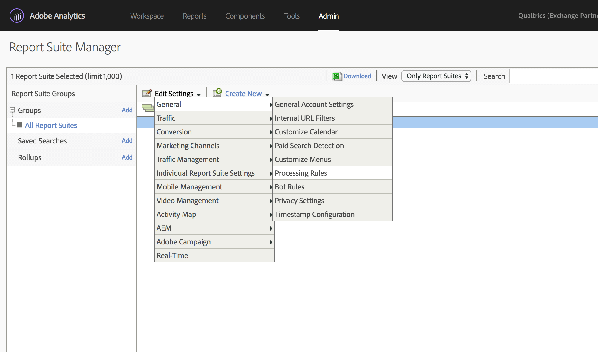 Adobe Analytics window