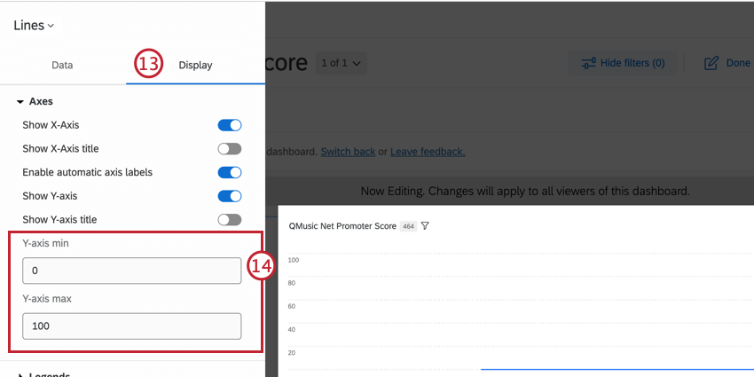 Set y-axis in the display options tab