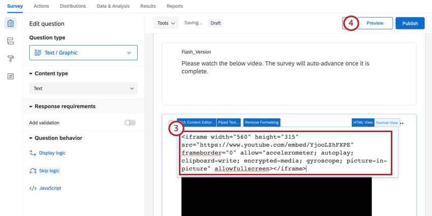 the video html pasted in the question