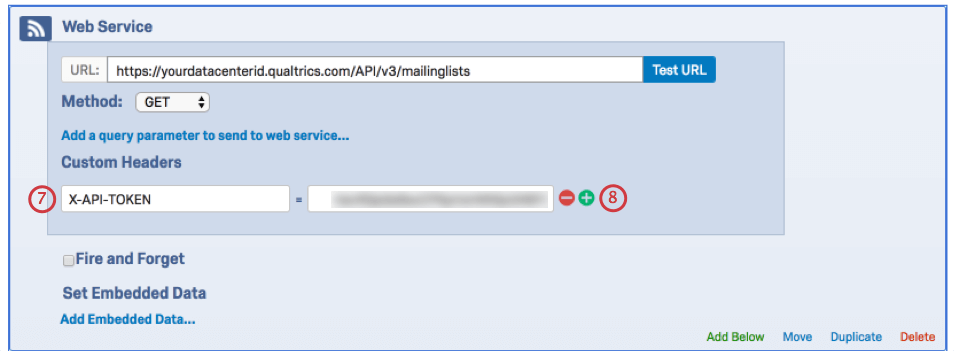 Enter X-API Token in Web Service