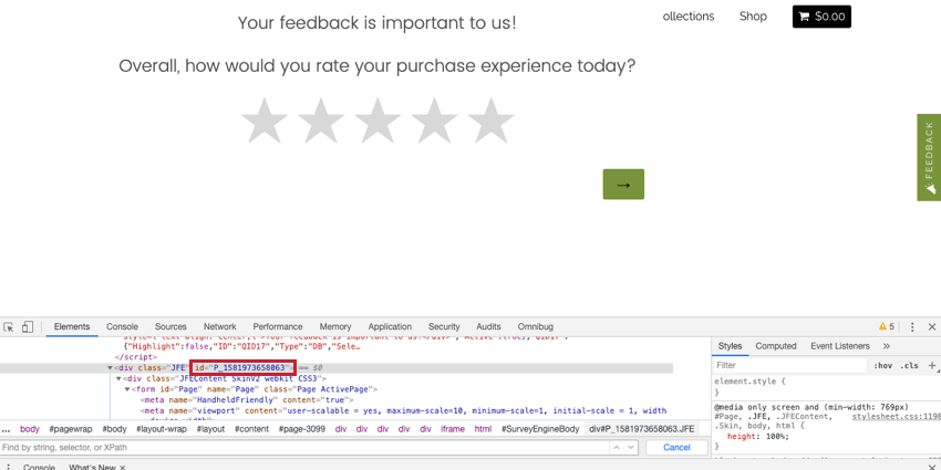 image of the inspect element window. the HTML ID of the container where the creative should go is highlighted.