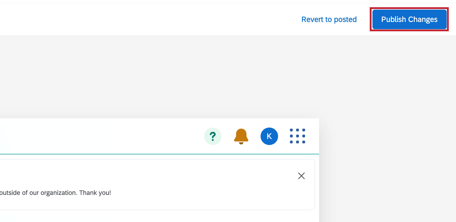 Shows the publish changes button in the app configuration menu.