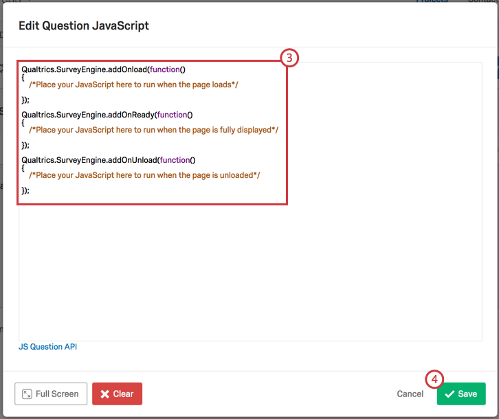 Edit Question Javascript window with Javascript in the field