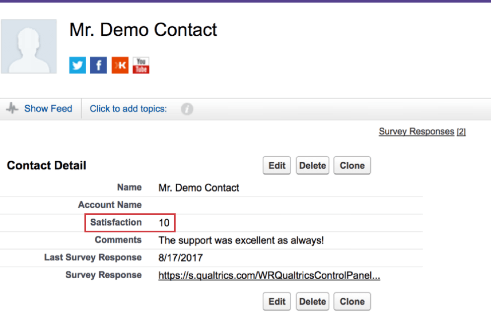 Demo contact page in Salesforce