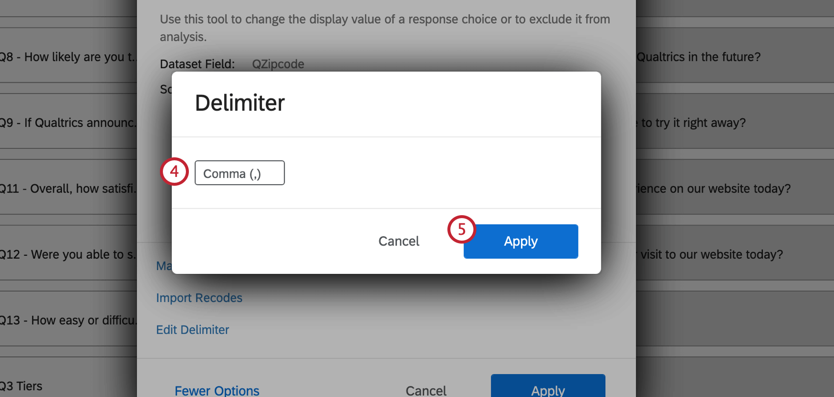 Select delimiter and click apply