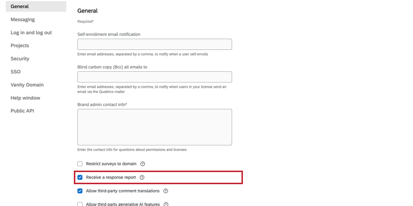 Allow Response Reports option in the General settings