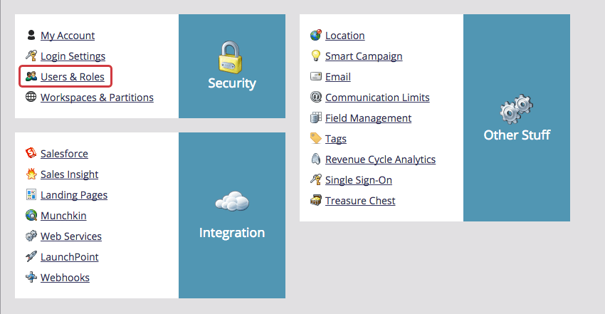Users and Roles in Security menu