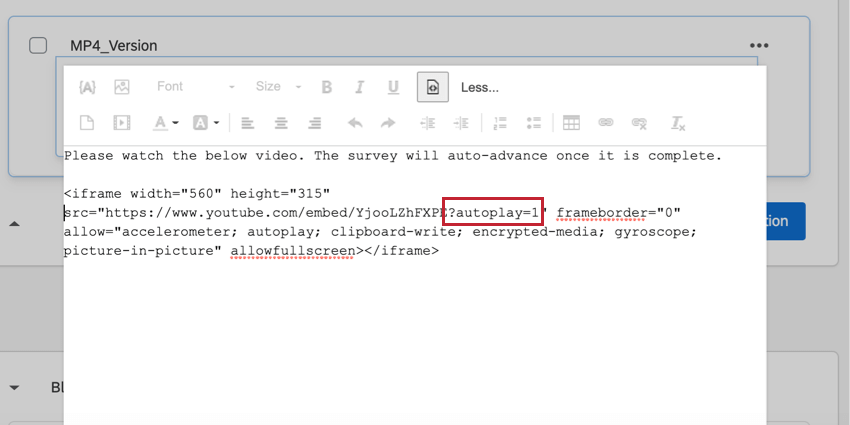 the ?autoplay=1 query string in the HTML view