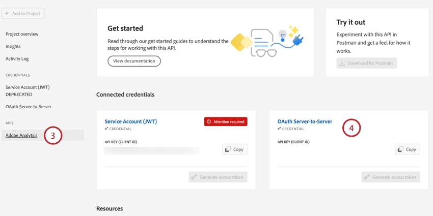 selecting the oauth credentials