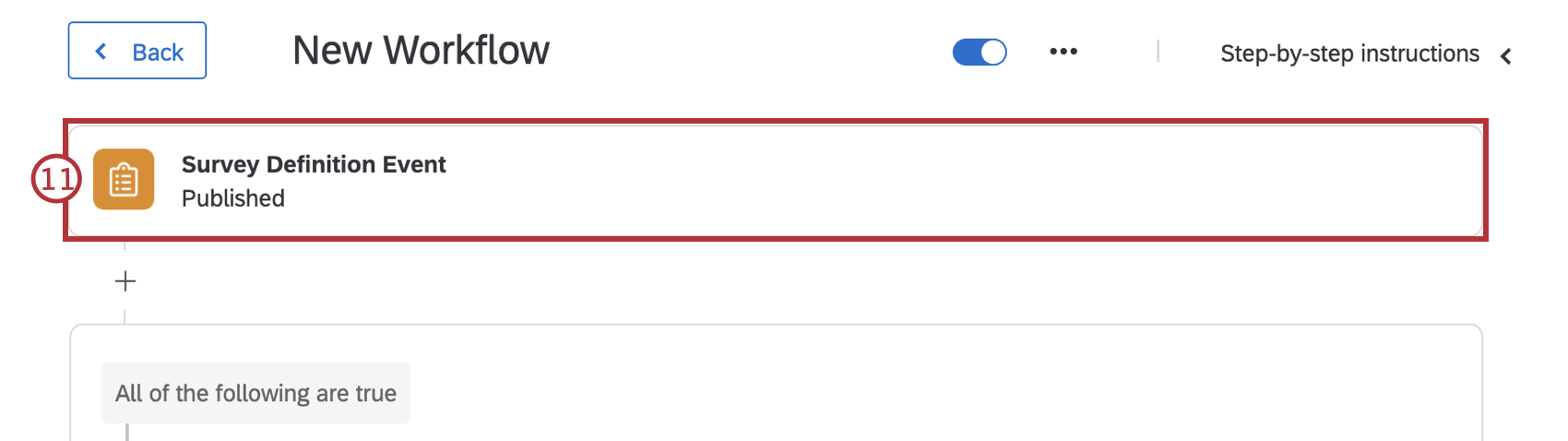 survey definition event in workflow
