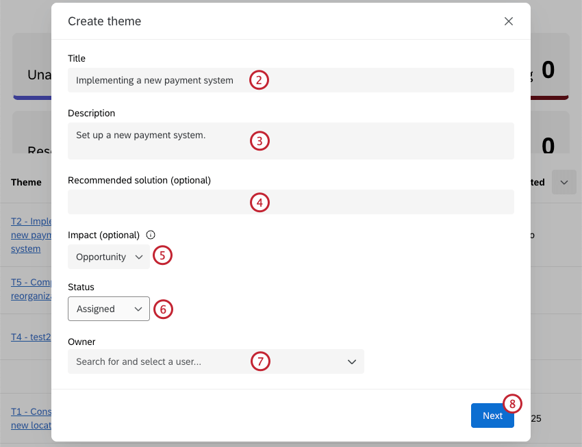 fields to configure your theme
