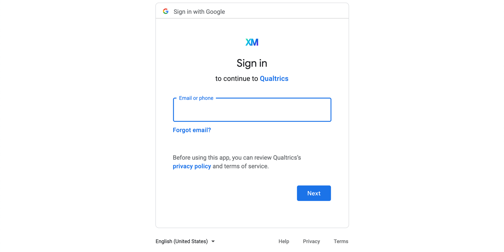 Google Calendar sign in screen
