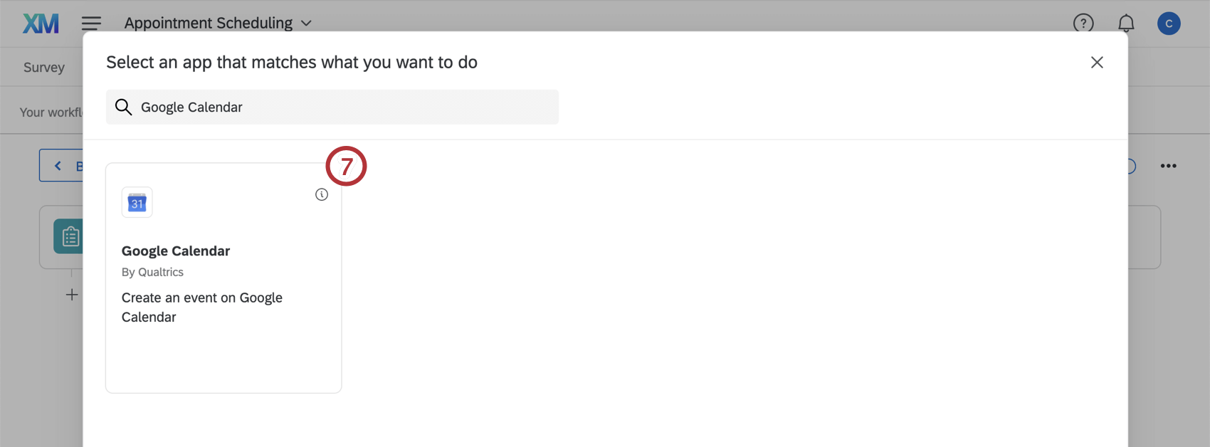 choosing the google calendar task
