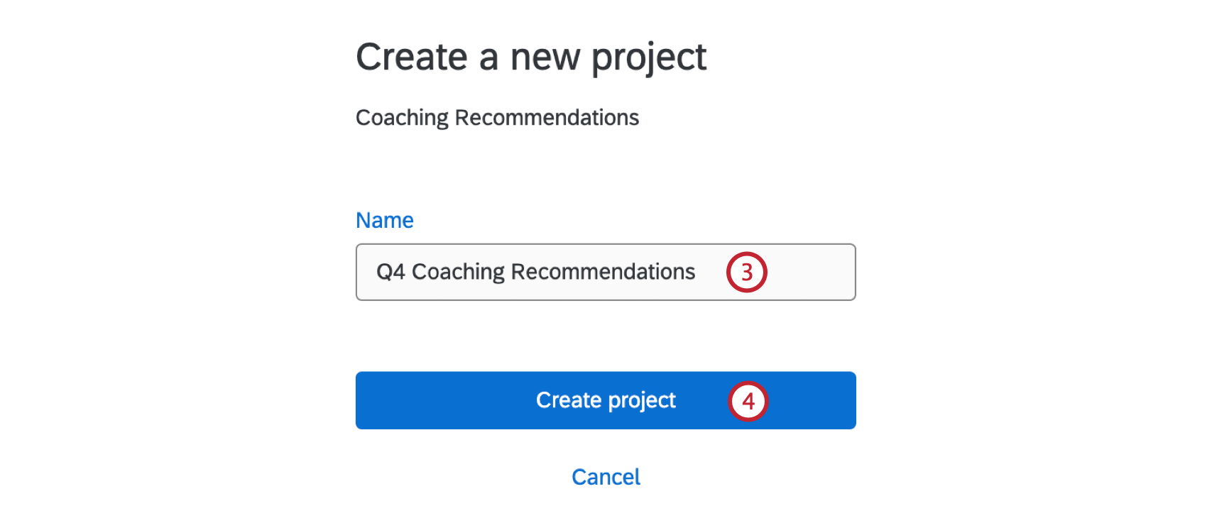 adding a name for a coaching recommendations project