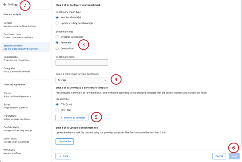 setting up an average percentile benchmark so its works with a comparison widget