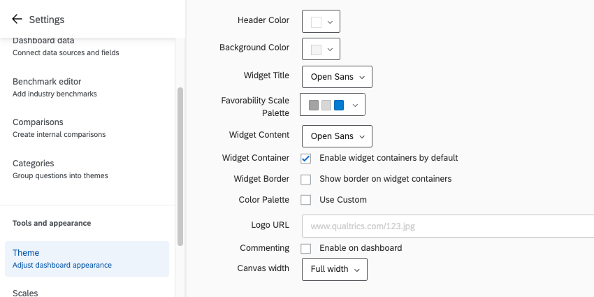 Picture of theme settings
