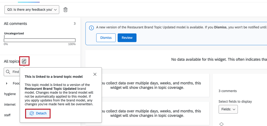 clicking the brand model icon and selecting "detach"
