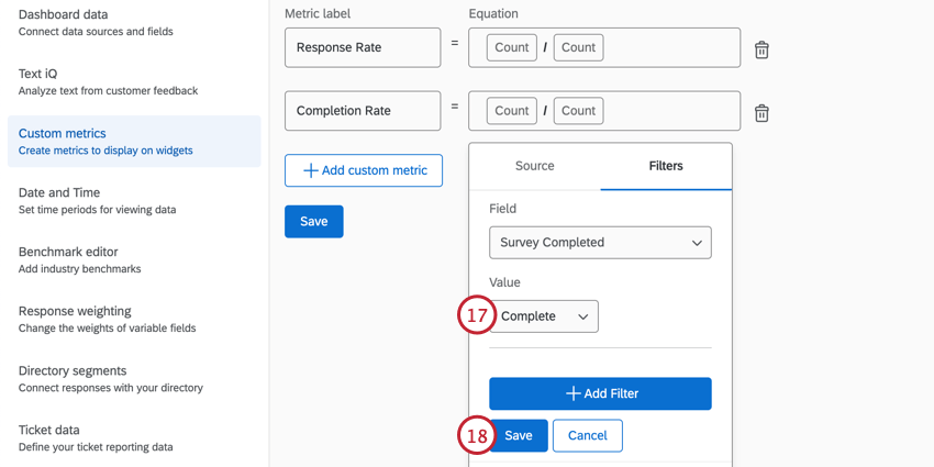 filtering for survey completed