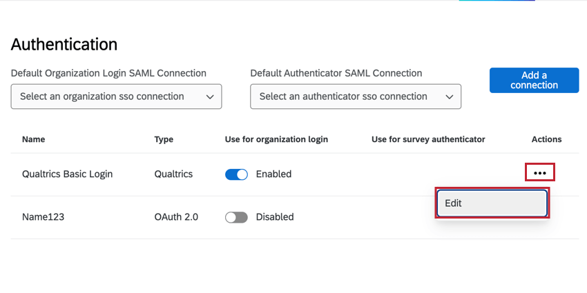 clicking edit for the Qualtrics login