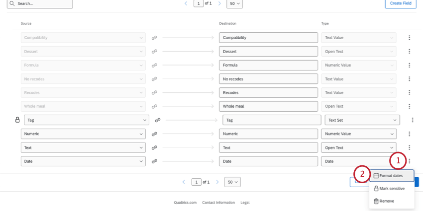 selecting format dates button