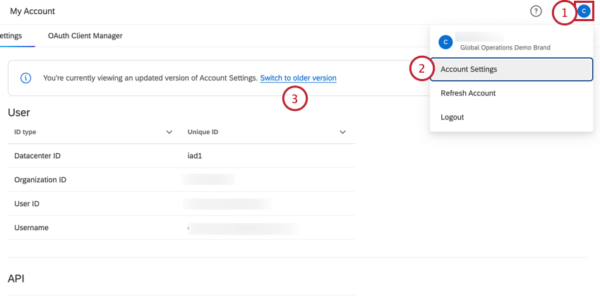 opening account settings