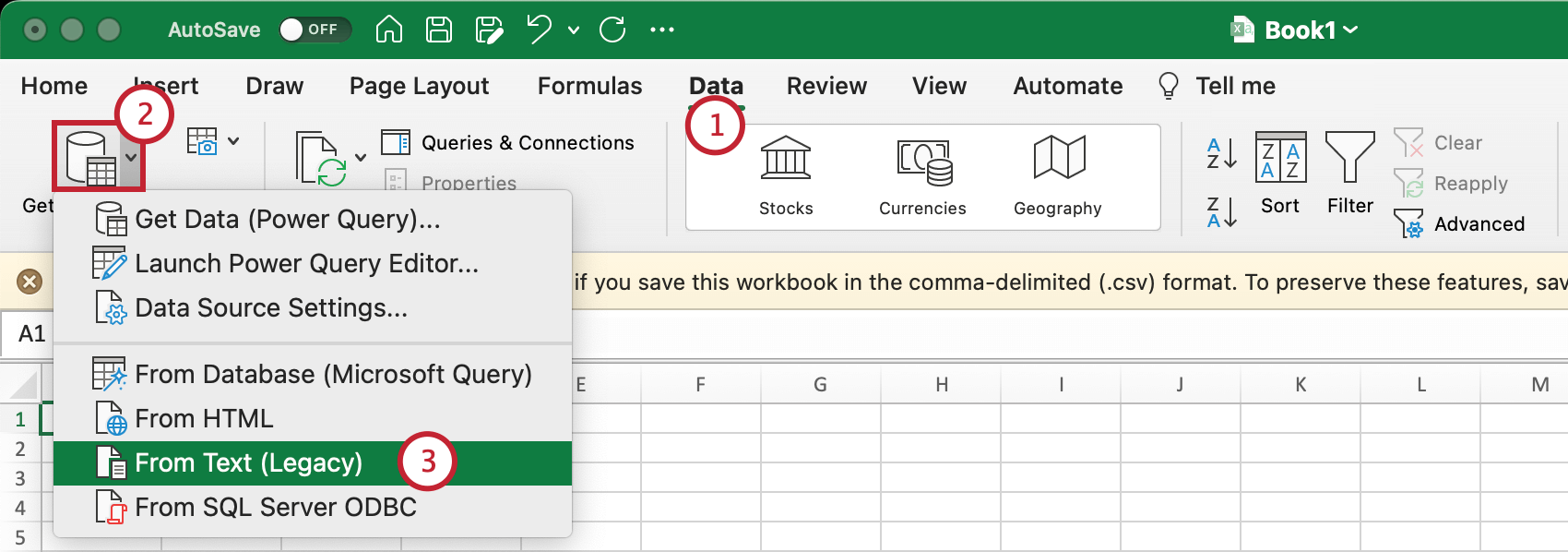 getting data in excel