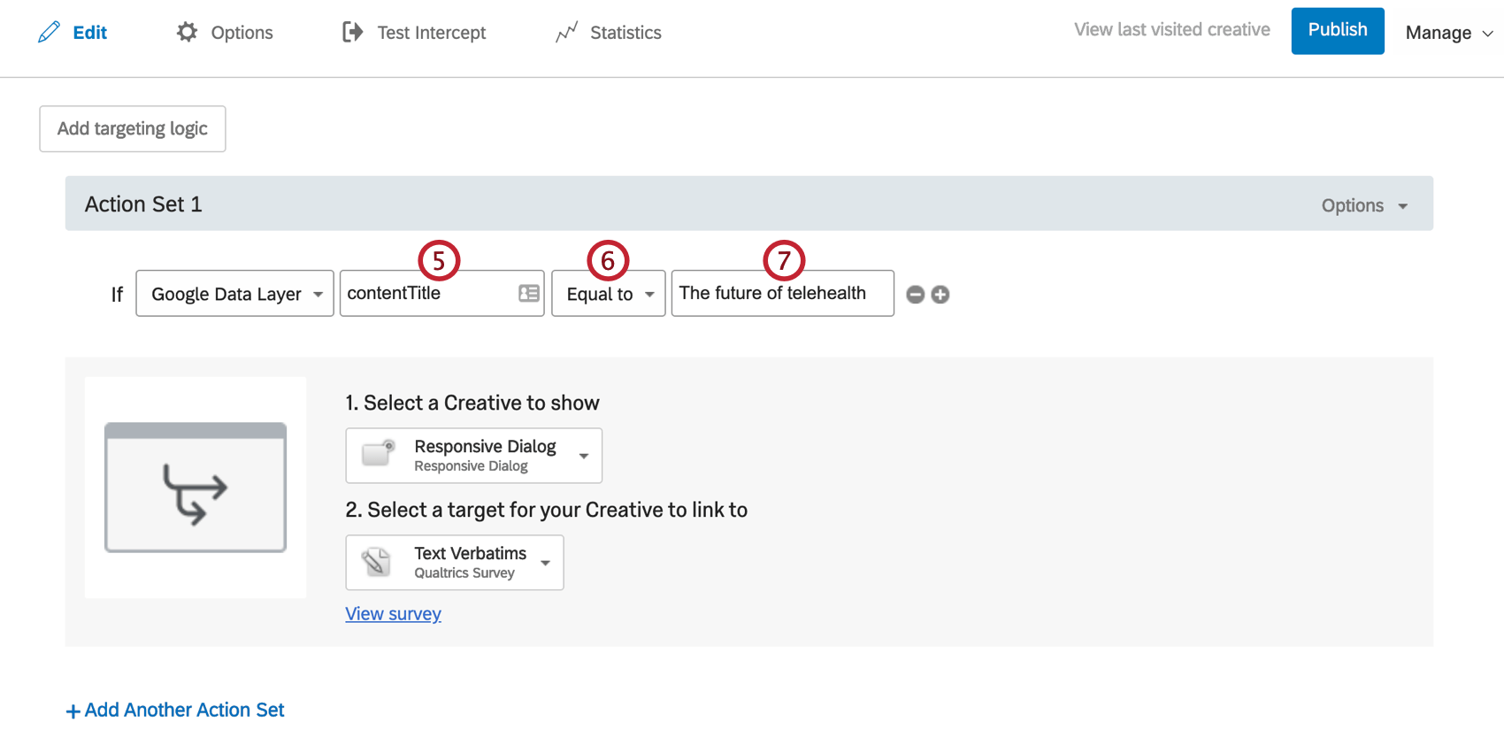 Entering in the Google Analytics Data Layer variable logic on the targeting logic