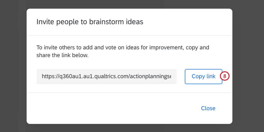 clicking copy link