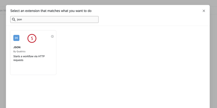 choosing the JSON event to start the workflow