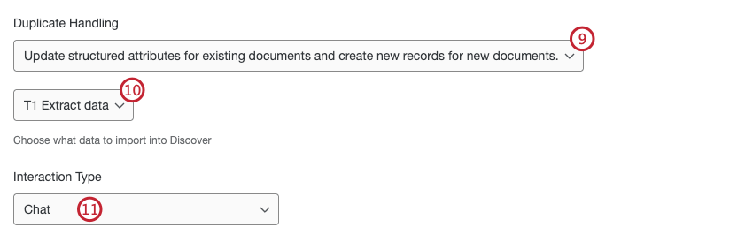 configuring duplicate handling and selecting a data type