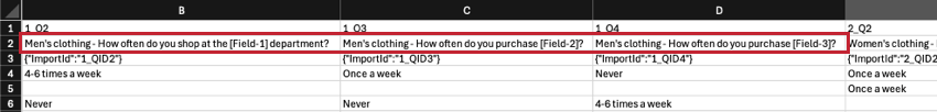 file shows how loop data is denoted in second header of every column