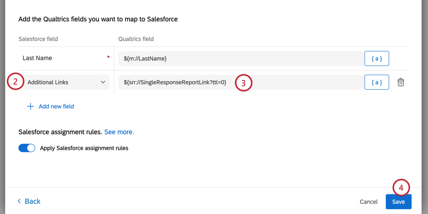 mapping a response report link