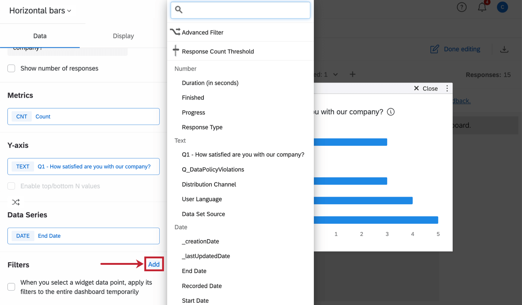 adding a widget-level filter in results dashboards