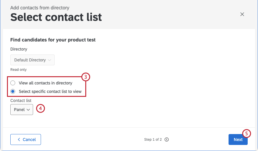 selecting where to add contacts from
