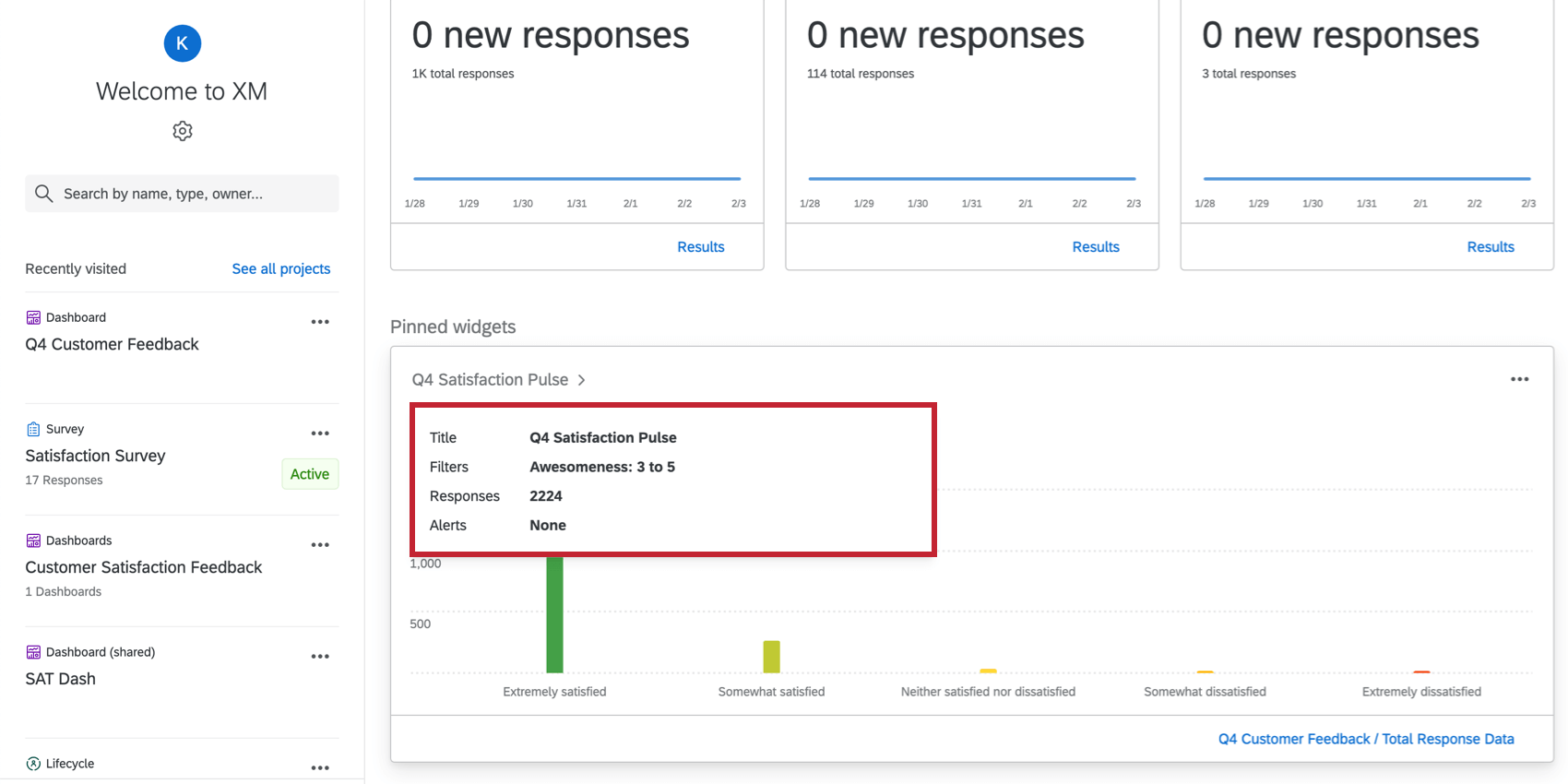 Hovering over a widget on the homepage to see additional information