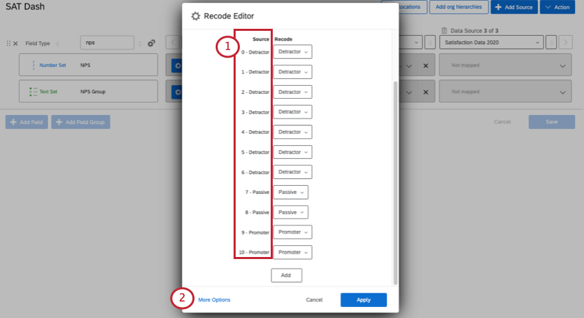 recode editor with nps question inside