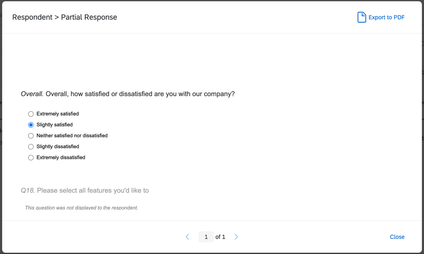 Individual response report for Partial Response