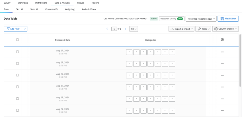 in data and analysis a field appears as all asterisks with no information