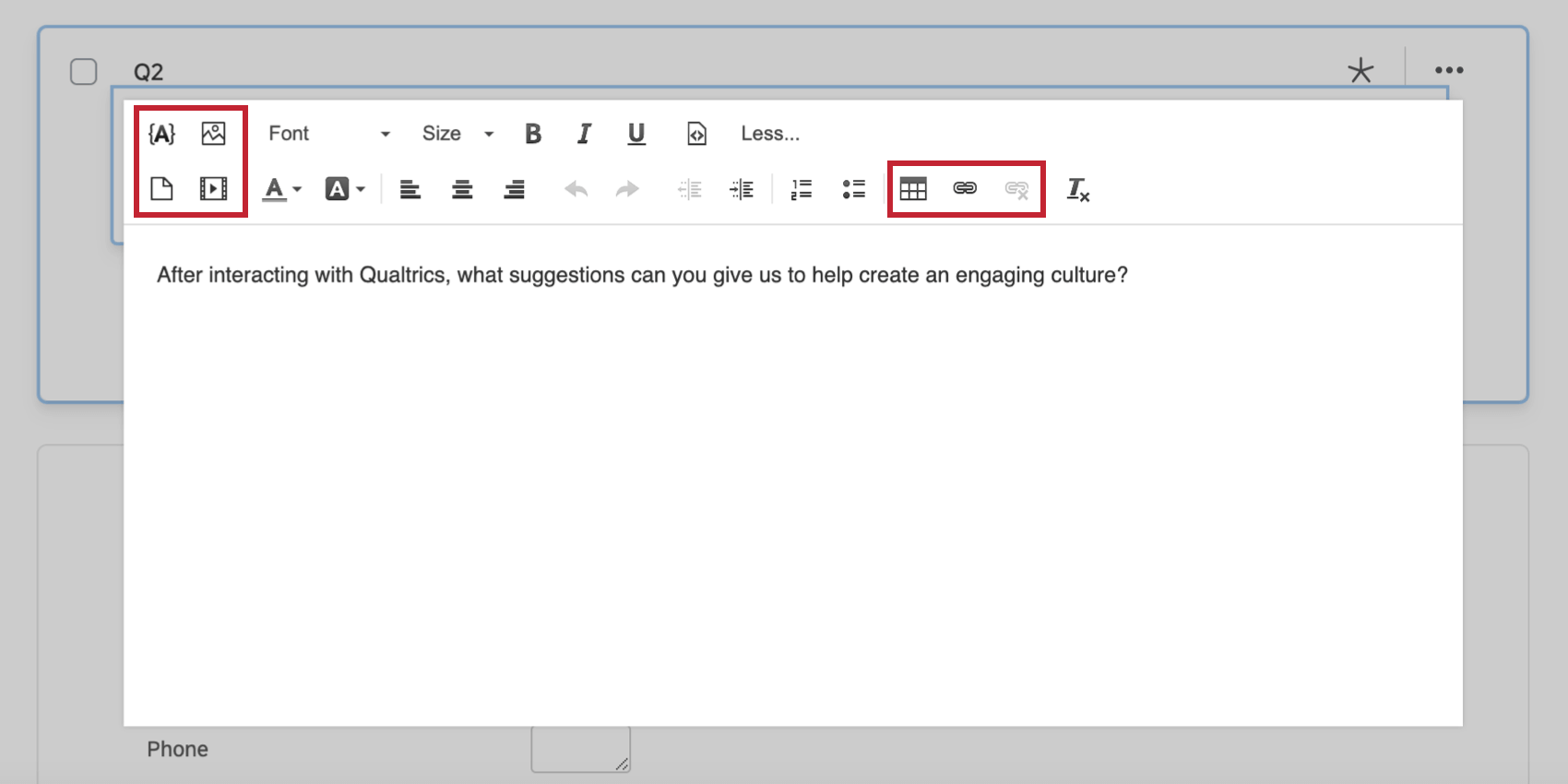 Items you can insert in the Rich Content Editor