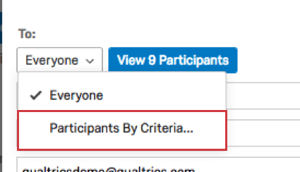 Selecting participants by criteria dropdown option