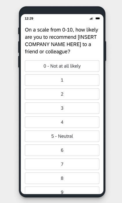 Image of smartphone with multiple choice question open on it