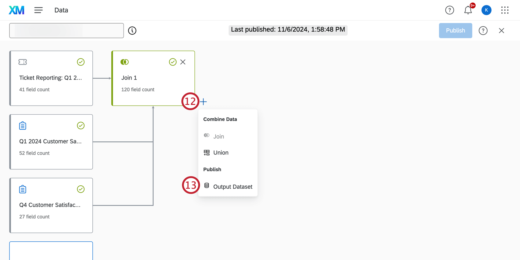 Create an output dataset in the data modeler