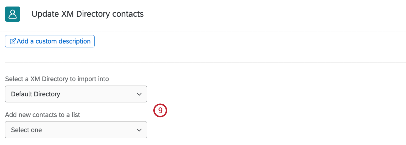 dropdowns to select a directory and contact list