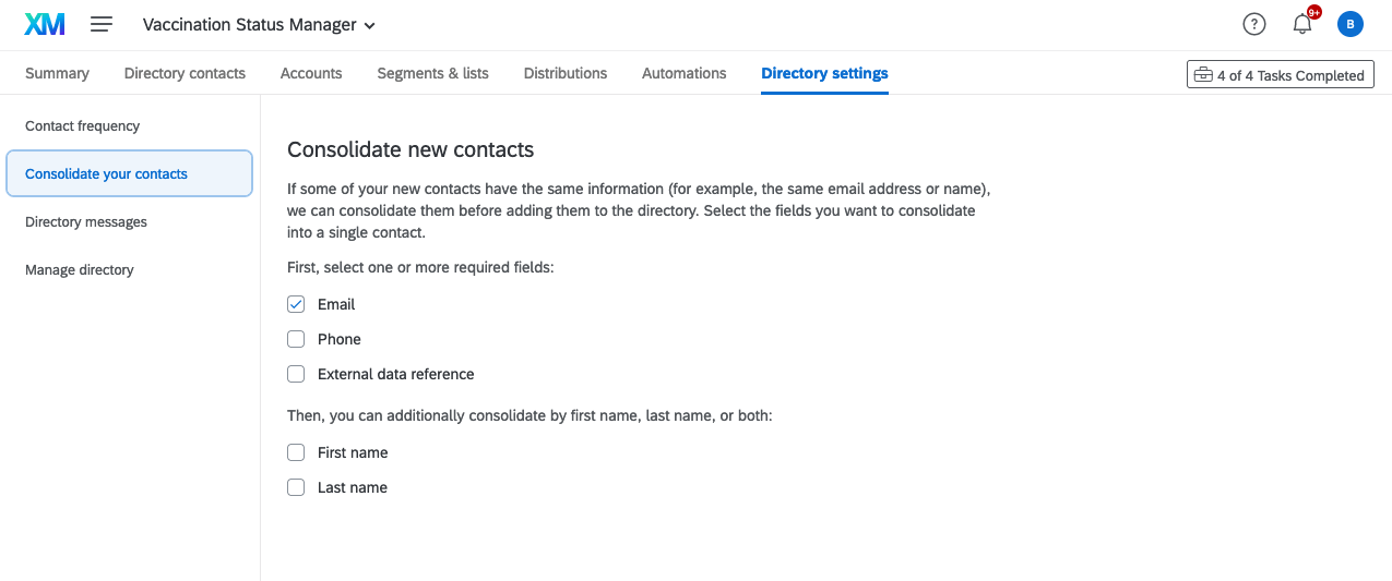 An image of the "Consolidate your contacts" section of the directory settings