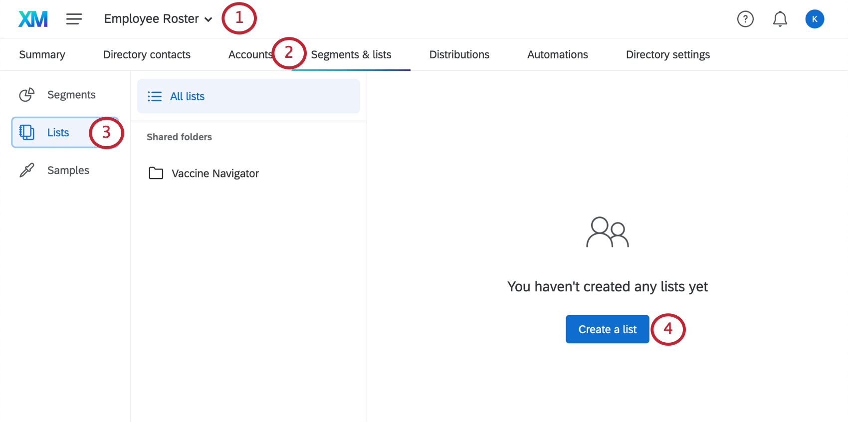 Image of creating a mailing list in the employee roster directory