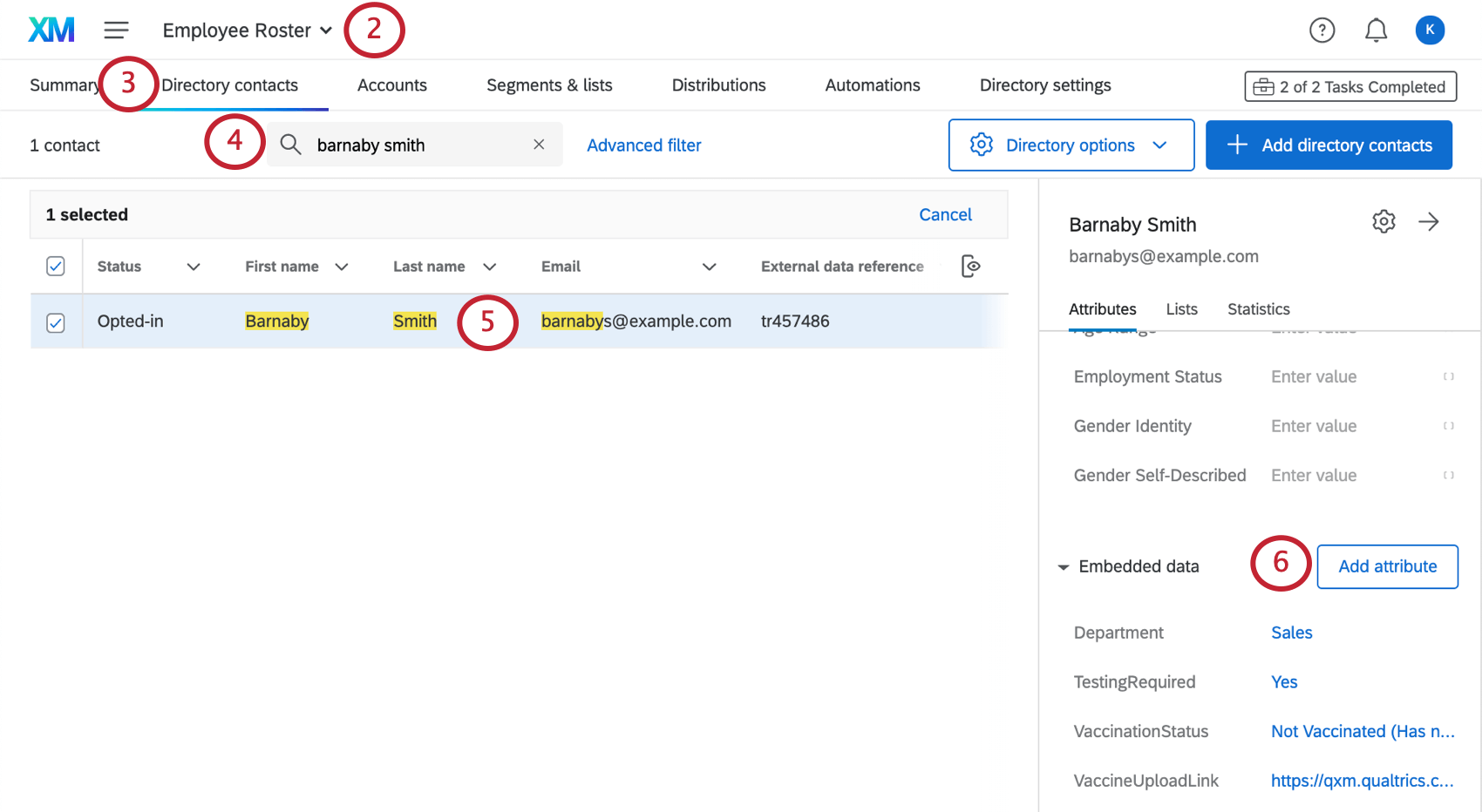 Image of an employee selected in the directory
